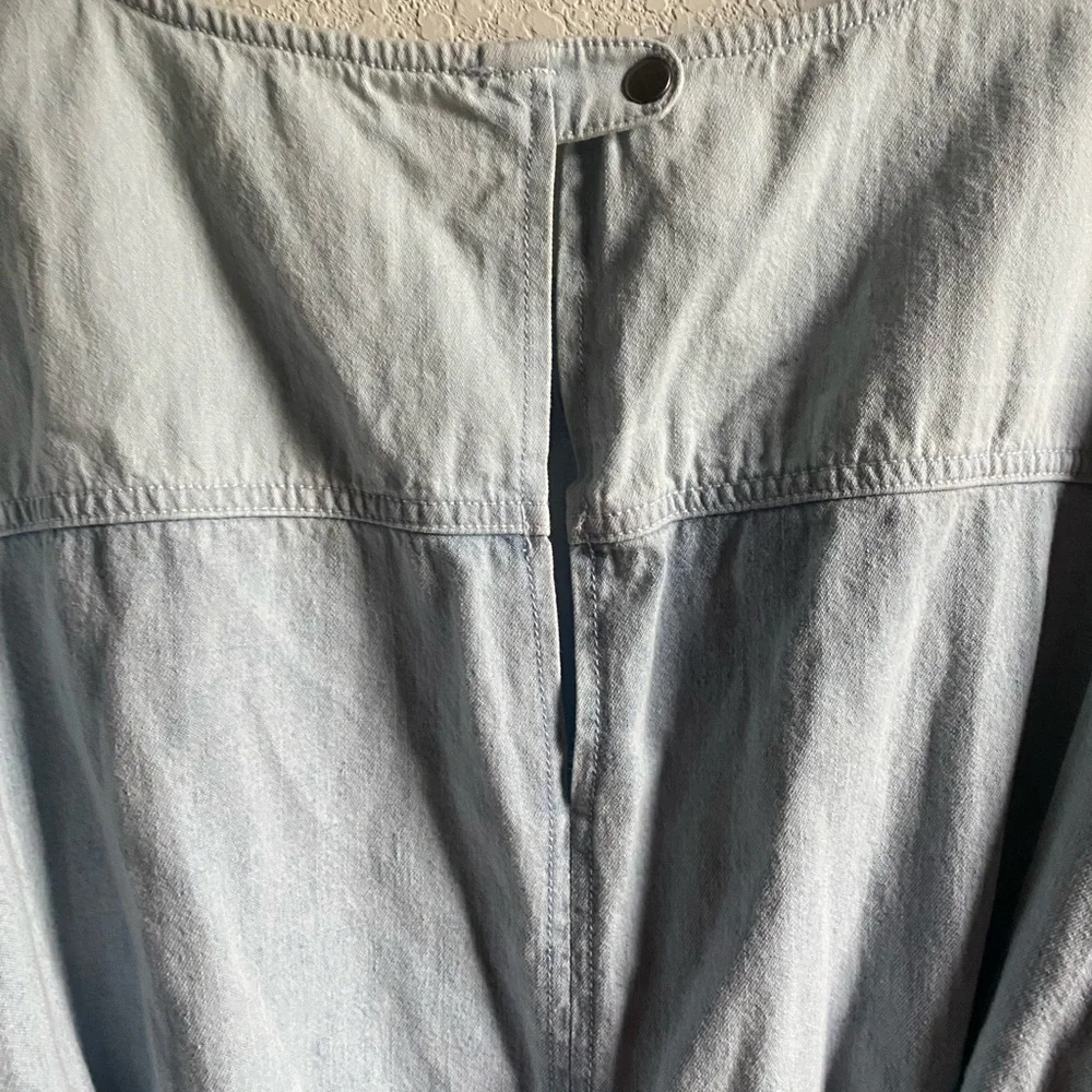 Free People Ora Denim Mini Stylish Two Toned Light Blue Belted Mini Dress Sz L